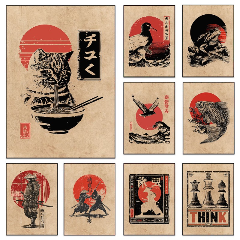 Lifestyle Of Japanese - Vintage Japanese Koi Fish Frog Cat