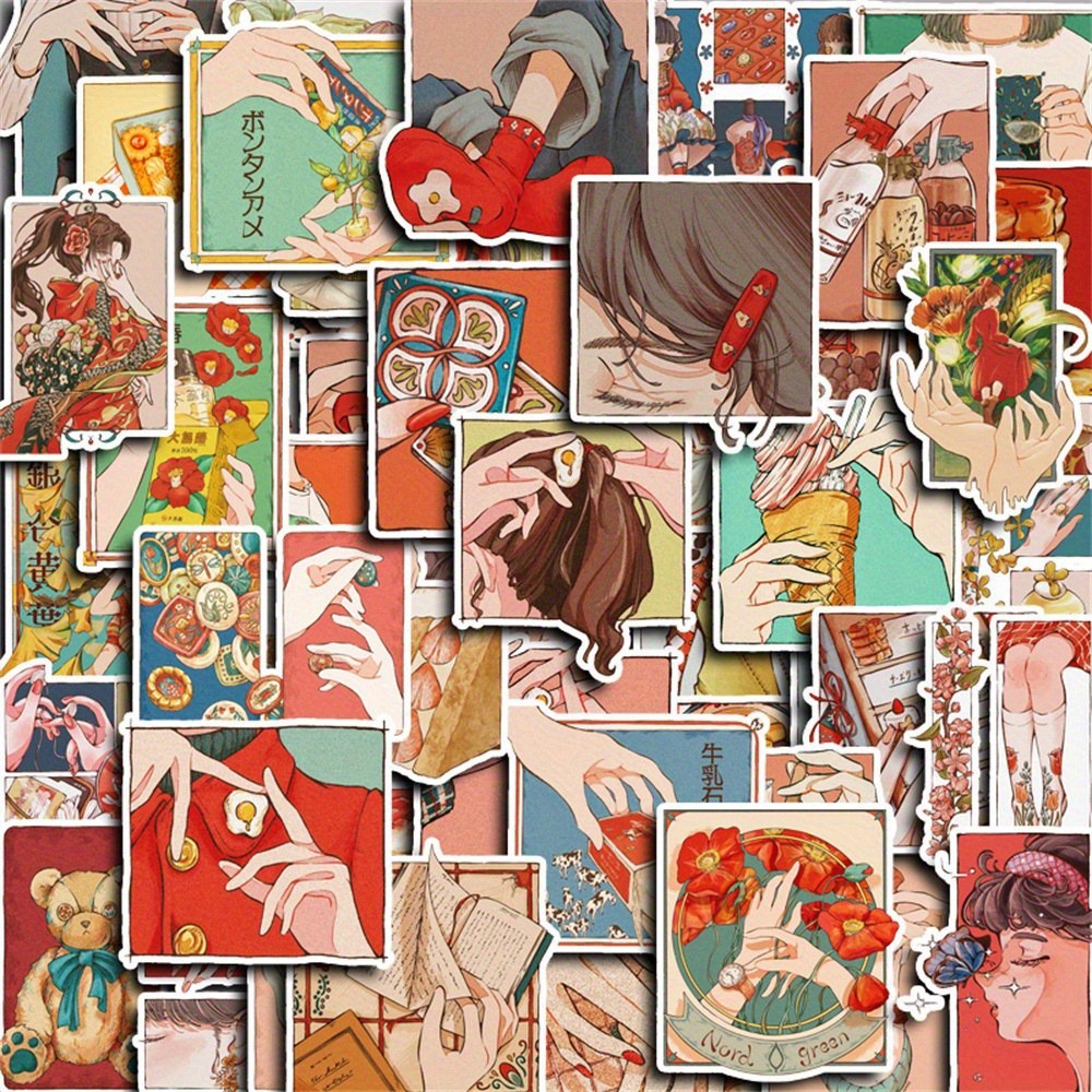Lifestyle Of Japanese - 50Pcs Japanese Traditional Vintage Style Stickers