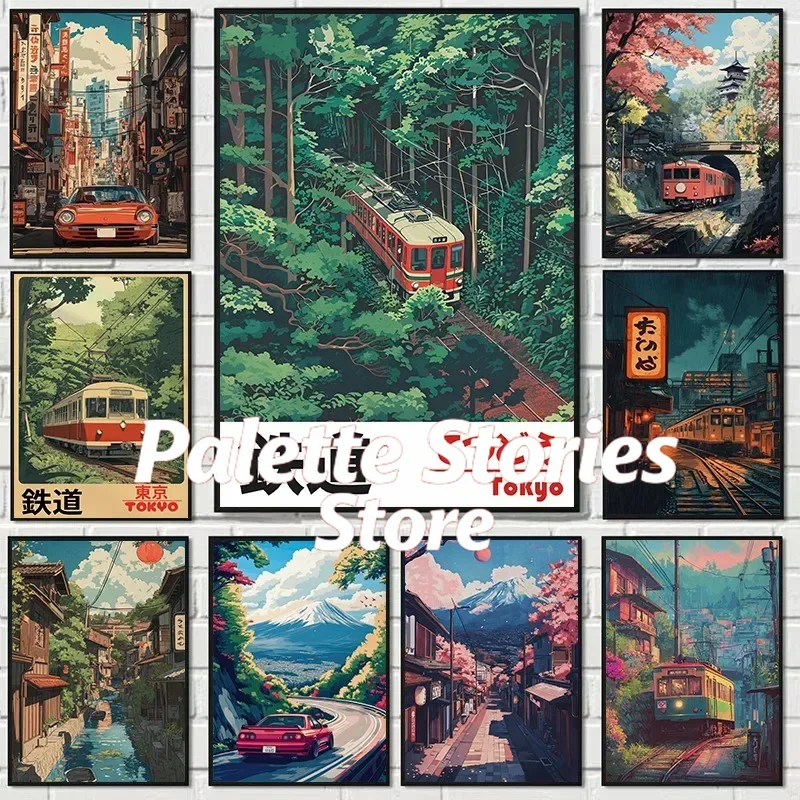 1PC frameless  Oil Painting By - đánh giá và giá Japanese Tokyo Lifestyle