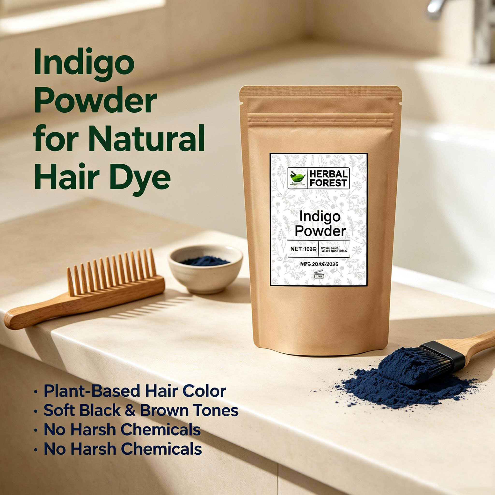Indian pure natural plant hair - đánh giá và giá Indigo Dye Kit